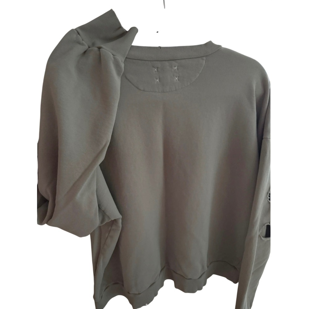 Free People x Vintage Souls Firebutterfly Pullover Sweatshirt Green Distressed - Picture 5 of 6
